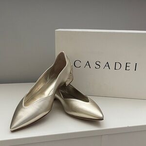 Casadei Metallic Gold Flats